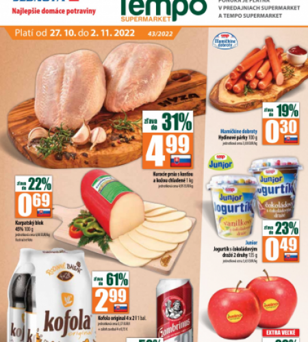 COOP Jednota SUPERMARKET leták od 27. 10. 2022 do 02. 11. 202