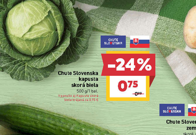 Chute Slovenska kapusta skorá biela V ponuke aj Kapusta skorá biela krájaná za 0,95 €