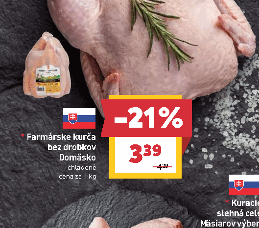 Farmárske kurča bez drobkov Domäsko chladené