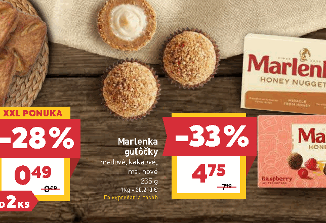 Marlenka guľôčky medové, kakaové, malinové