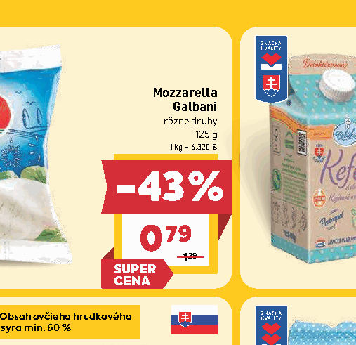Mozzarella Galbani rôzne druhy