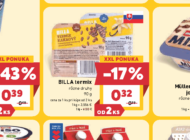 BILLA termix rôzne druhy
