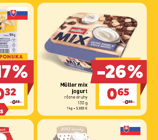 Müller mix jogurt rôzne druhy