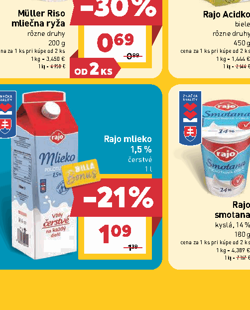 Rajo mlieko 1,5 % čerstvé