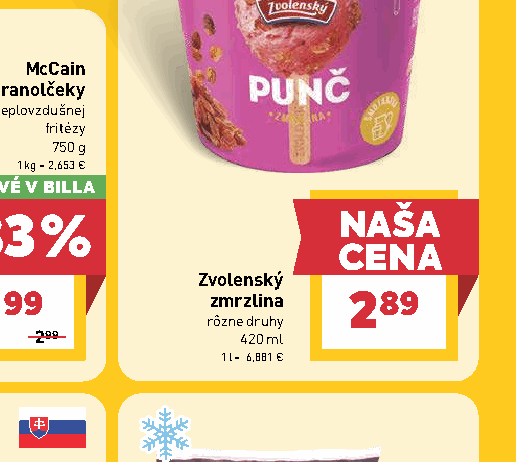 Zvolenský zmrzlina rôzne druhy