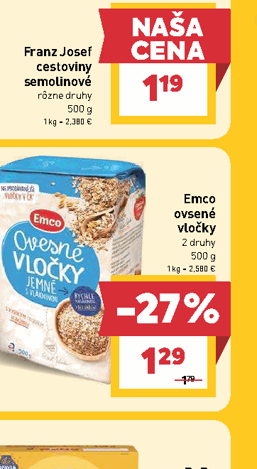 Emco ovsené vločky 2 druhy