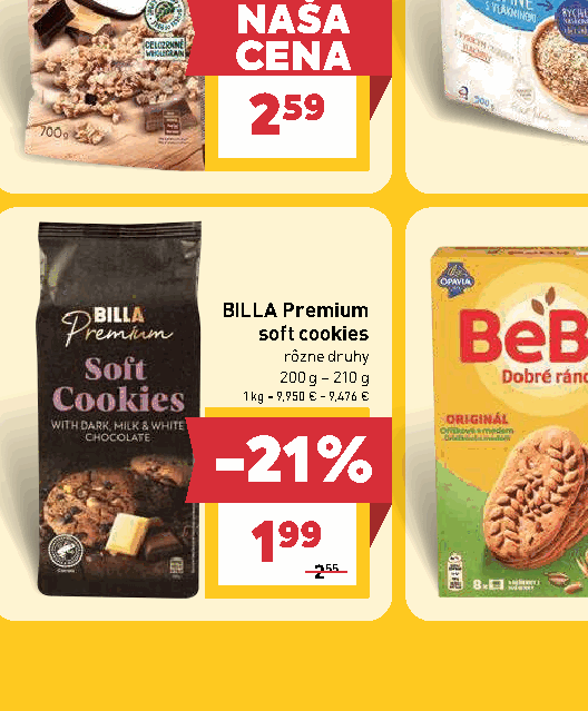 BILLA Premium soft cookies rôzne druhy