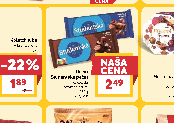 Orion Študentská pečať čokoláda vybrané druhy