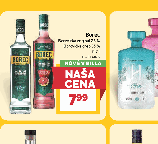 Borec Borovička original 38 % Borovička grep 35 %