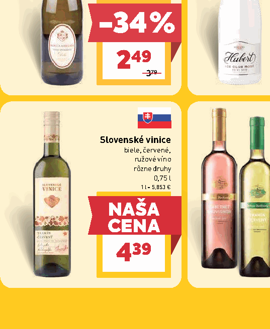 Slovenské vinice biele, červené, ružové víno rôzne druhy