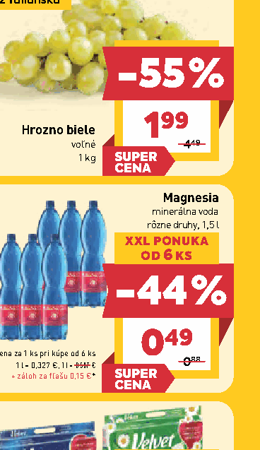 Magnesia minerálna voda rôzne druhy, 1,5 l