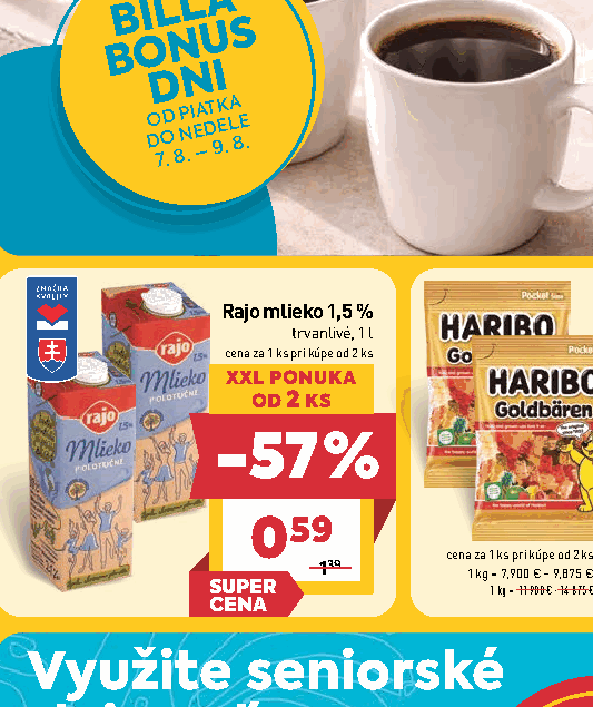 Rajo mlieko 1,5 % trvanlivé, 1 l