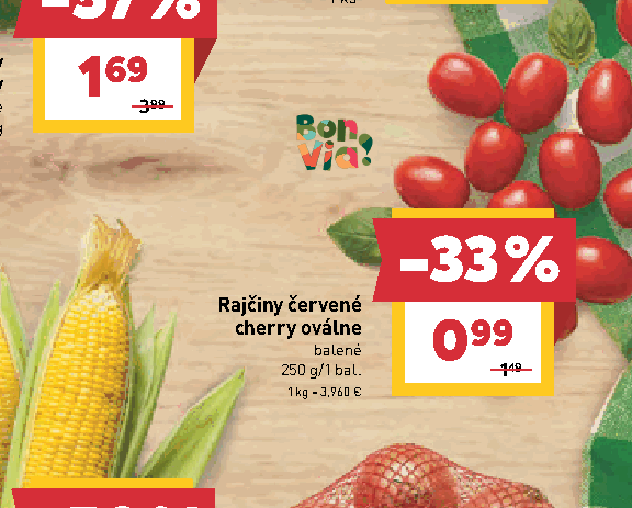 Rajčiny červené cherry oválne balené