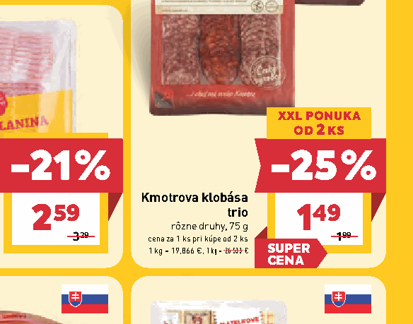 Kmotrova klobása trio rôzne druhy, 75 g