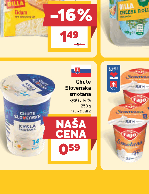 Chute Slovenska smotana kyslá, 14 %