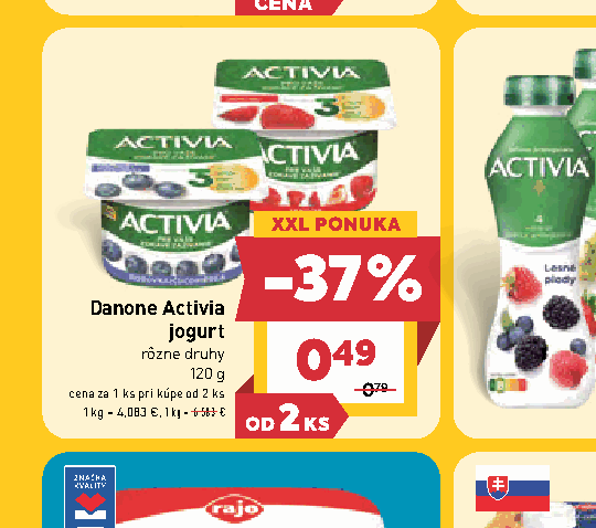 Danone Activia jogurt rôzne druhy