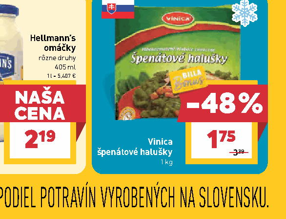 Vinica špenátové halušky