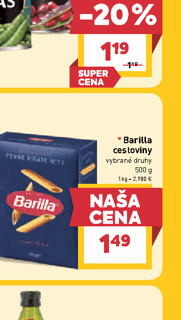 Barilla cestoviny vybrané druhy
