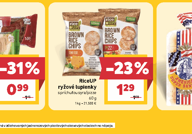 RiceUP ryžové lupienky s príchuťou syra/pizze