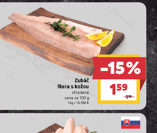 Zubáč fileta s kožou chladená