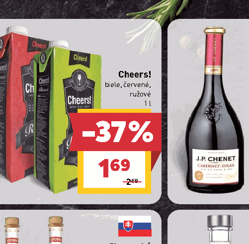 Cheers! biele, červené, ružové