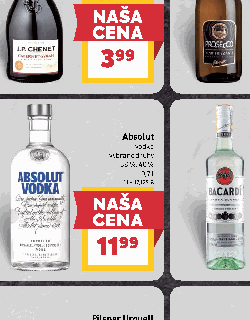 Absolut vodka vybrané druhy 38 %, 40 %
