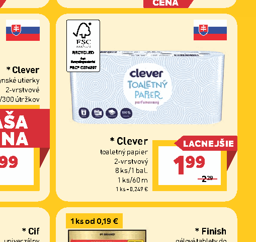 Clever toaletný papier 2-vrstvový