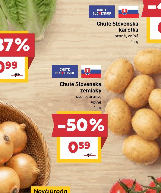 Chute Slovenska zemiaky skoré, prané, voľné