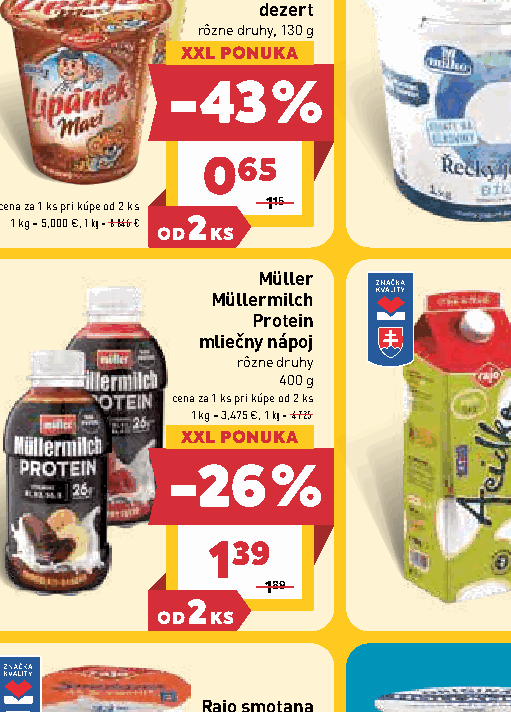 Müller Müllermilch Protein mliečny nápoj rôzne druhy
