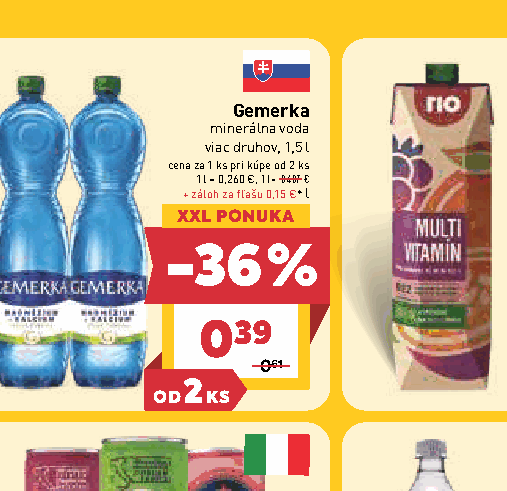 Gemerka minerálna voda viac druhov, 1,5 l l