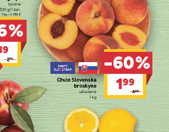 Chute Slovenska broskyne ukladané