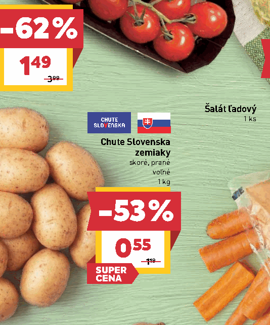 Chute Slovenska zemiaky skoré, prané voľné