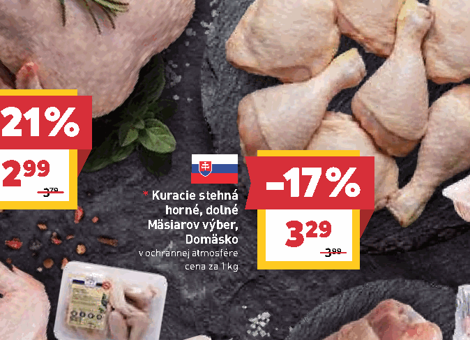 Kuracie stehná horné, dolné Mäsiarov výber, Domäsko v ochrannej atmosfére