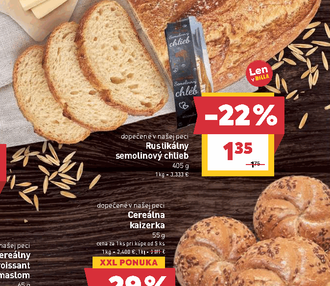 Rustikálny semolinový chlieb dopečené v našej peci Cereálna