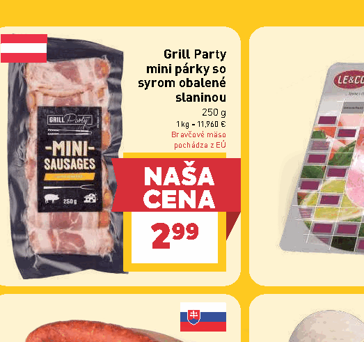 Grill Party mini párky so syrom obalené slaninou