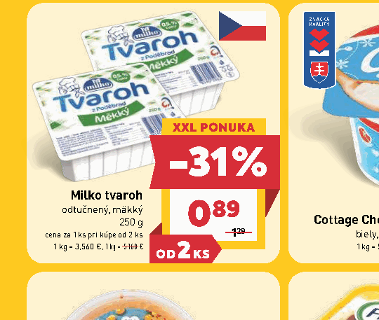 Milko tvaroh odtučnený, mäkký