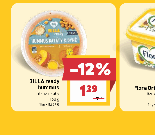 BILLA ready hummus rôzne druhy