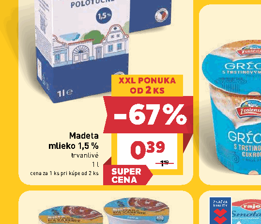 Madeta mlieko 1,5 % trvanlivé