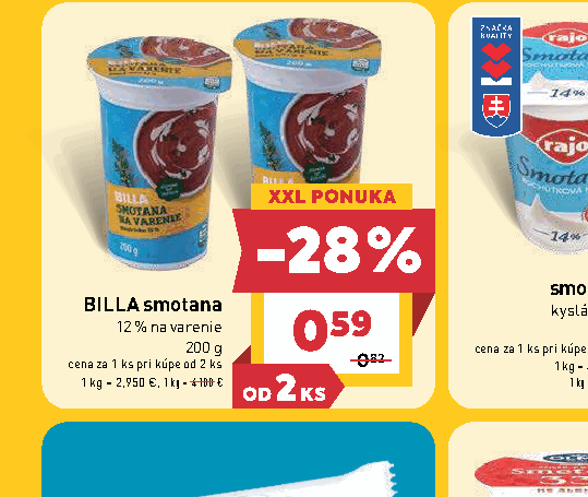 BILLA smotana 12 % na varenie