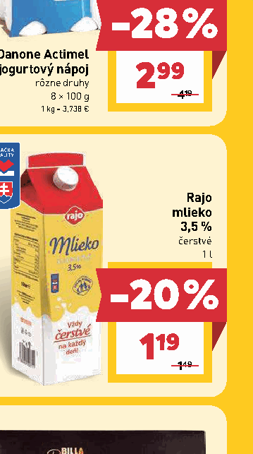 Rajo mlieko 3,5 % čerstvé
