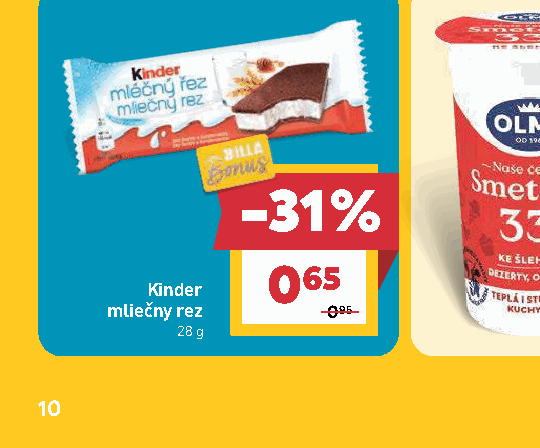 Kinder mliečny rez