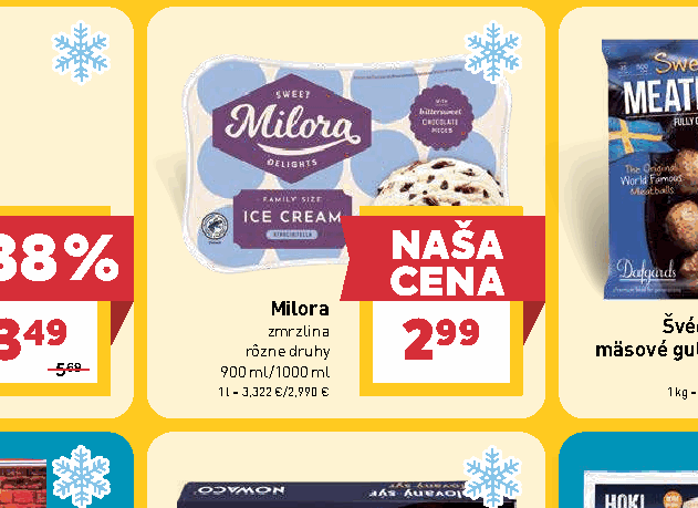 Milora zmrzlina rôzne druhy