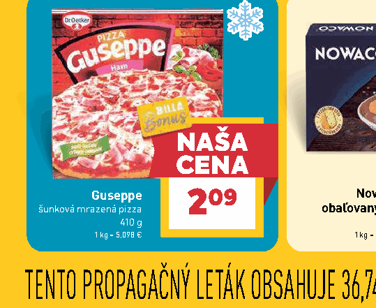 Guseppe šunková mrazená pizza