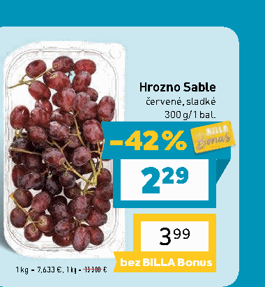 Hrozno Sable červené, sladké