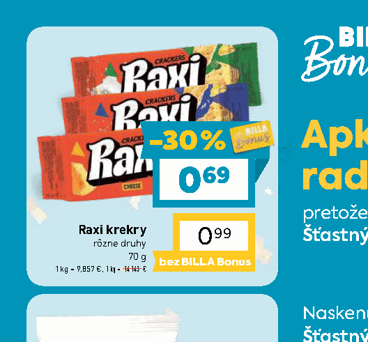 Raxi krekry rôzne druhy