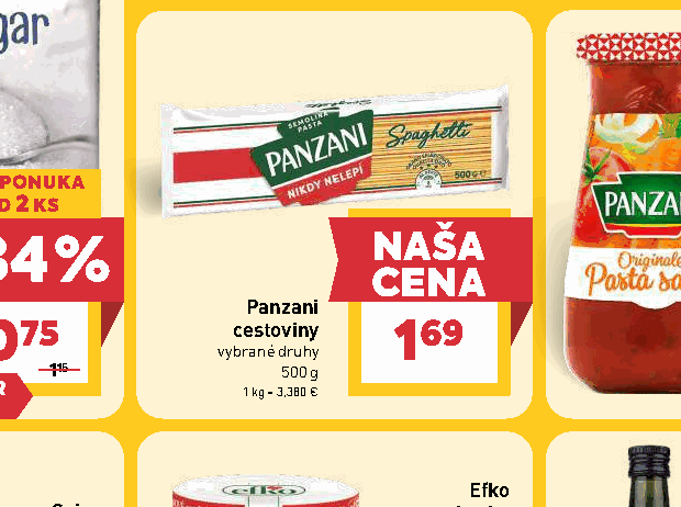 Panzani cestoviny vybrané druhy