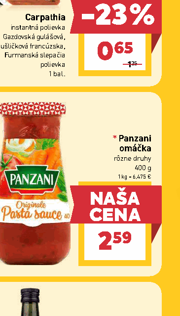 Panzani omáčka rôzne druhy