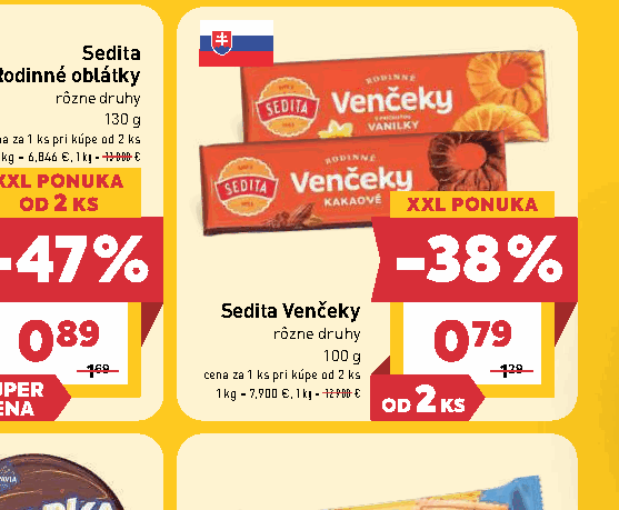 Sedita Venčeky rôzne druhy