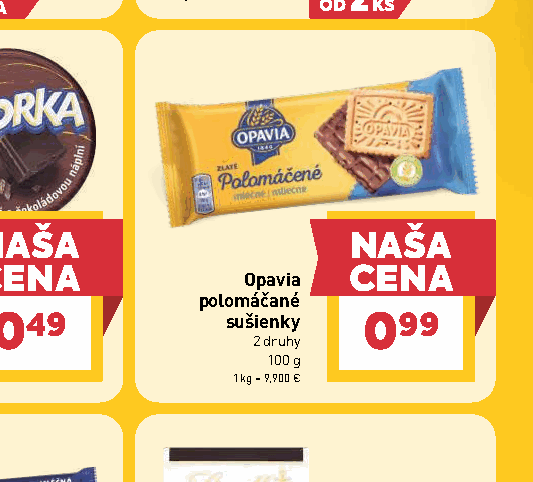 Opavia polomáčané sušienky 2 druhy