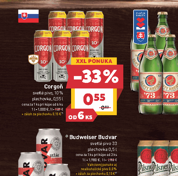Corgoň svetlé pivo, 10 % plechovka, 0,55 l ** Budweiser Budvar